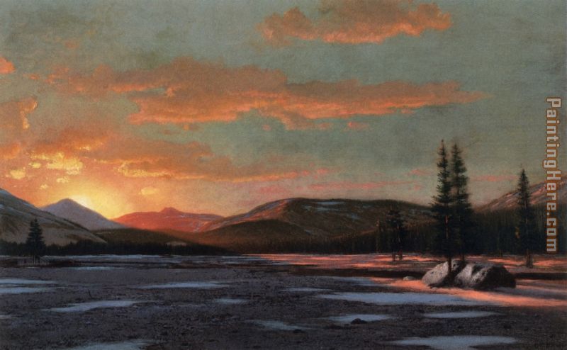 Winter Sunset painting - William Bradford Winter Sunset art painting